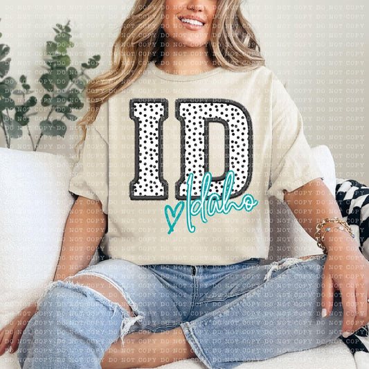 Idaho Dotted Faux Embroidery DTF Transfer Design