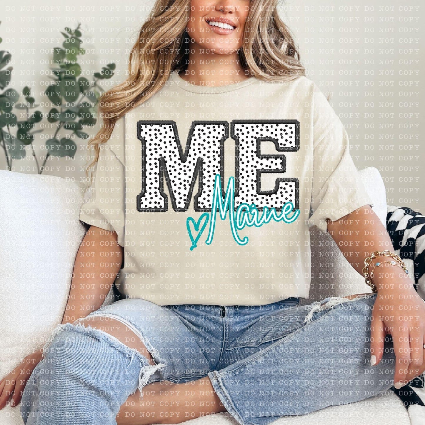 Maine Dotted Faux Embroidery DTF Transfer Design