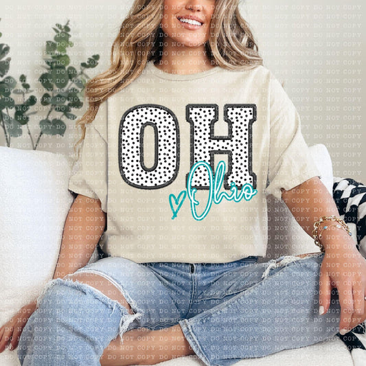 Ohio Dotted Faux Embroidery DTF Transfer Design