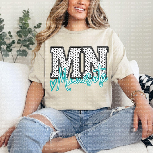 Minnesota Dotted Faux Embroidery DTF Transfer Design