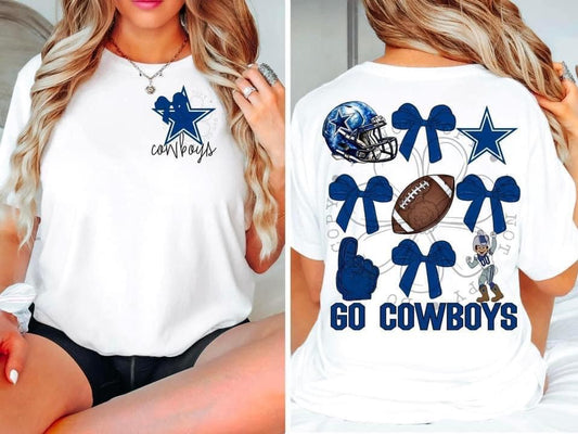 Cowboys Bow DTF Transfer Design Oversized With Pocket