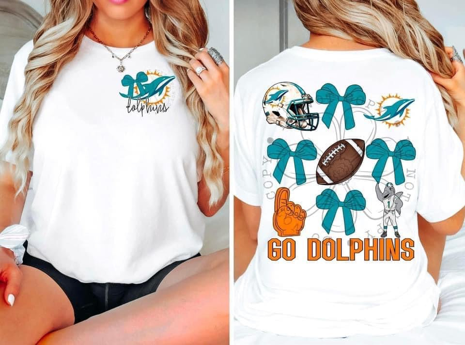 Dolphins Bow DTF Transfer Design Oversized With Pocket – Sweet and ...