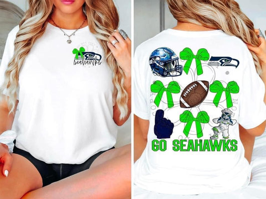 Seahawks Bow DTF Transfer Design Oversized With Pocket