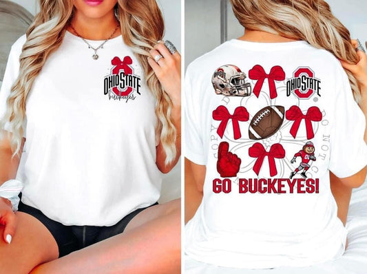 Buckeyes Bow DTF Transfer Design Oversized With Pocket