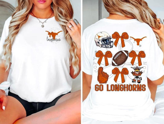 Longhorns Bow DTF Transfer Design Oversized With Pocket