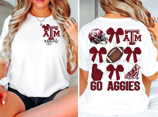 Aggies ATM Bow DTF Transfer Design Oversized With Pocket