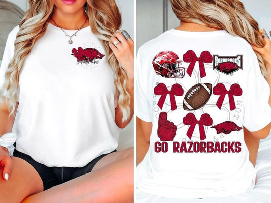 Razorbacks Bow DTF Transfer Design Oversized With Pocket