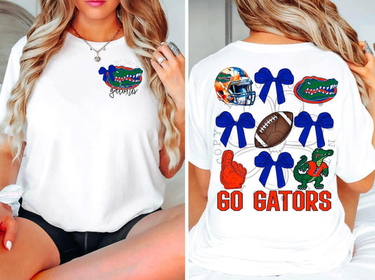 Gators Bow DTF Transfer Design Oversized With Pocket