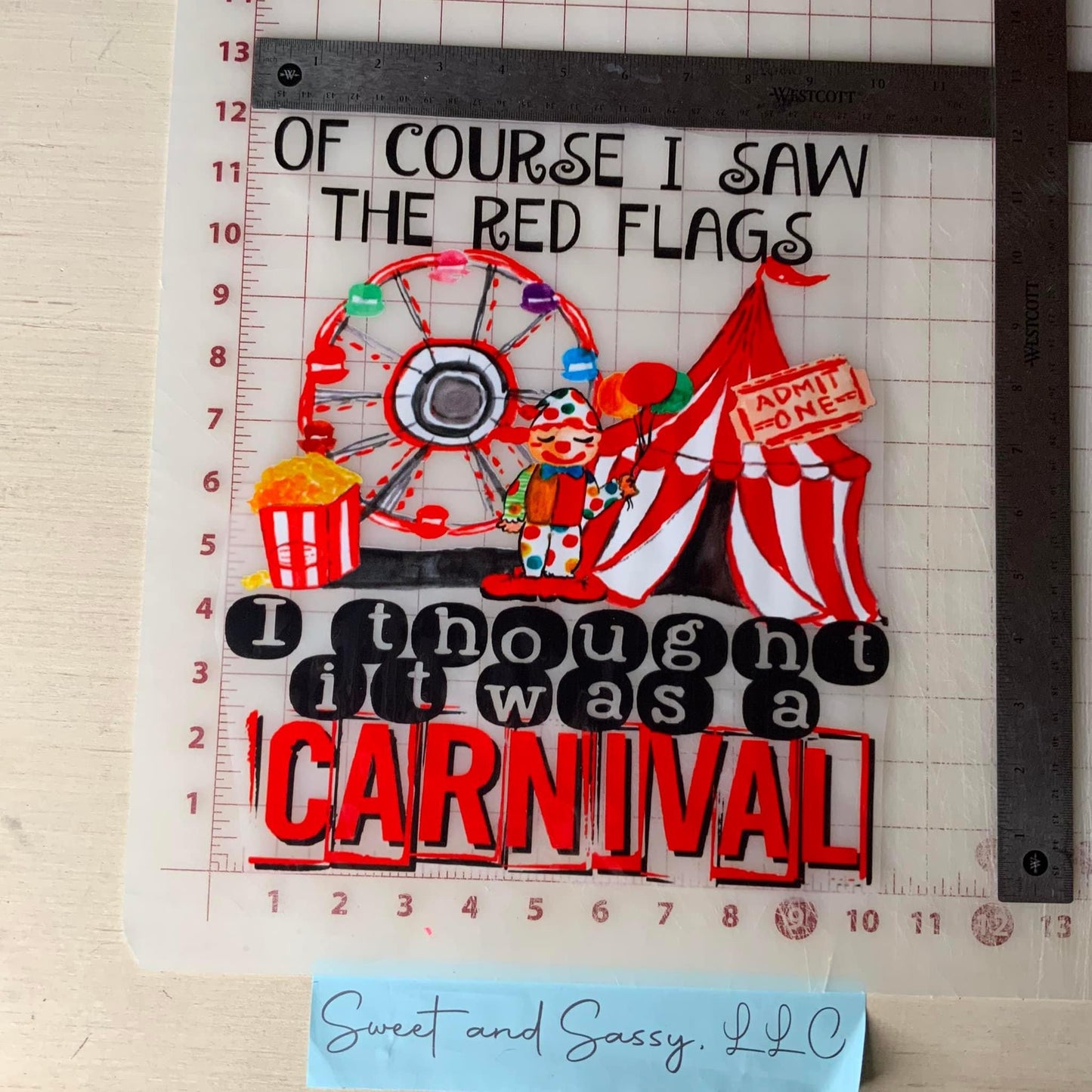 "Carnival Red Flags" DTF Transfer Design