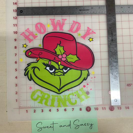 Howdy Grinch Pink DTF Transfer Design