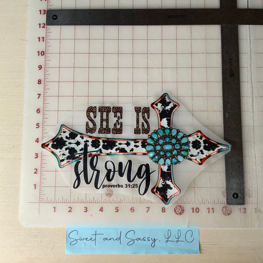 She Is Strong Proverbs 31:25 DTF Transfer Design