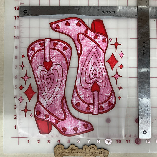Pink Cowgirl Boots DTF Transfer Design