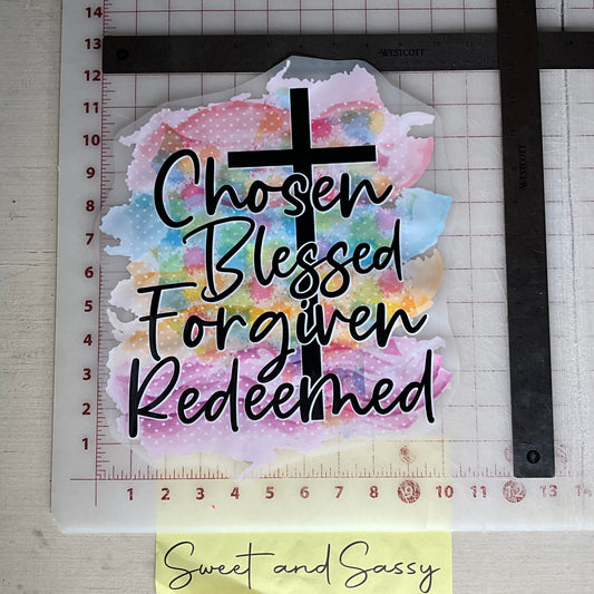 Chosen Blessed Forgiven Redeemed DTF Transfer Design