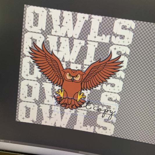 Owls Team Stars  DTF Transfer Design