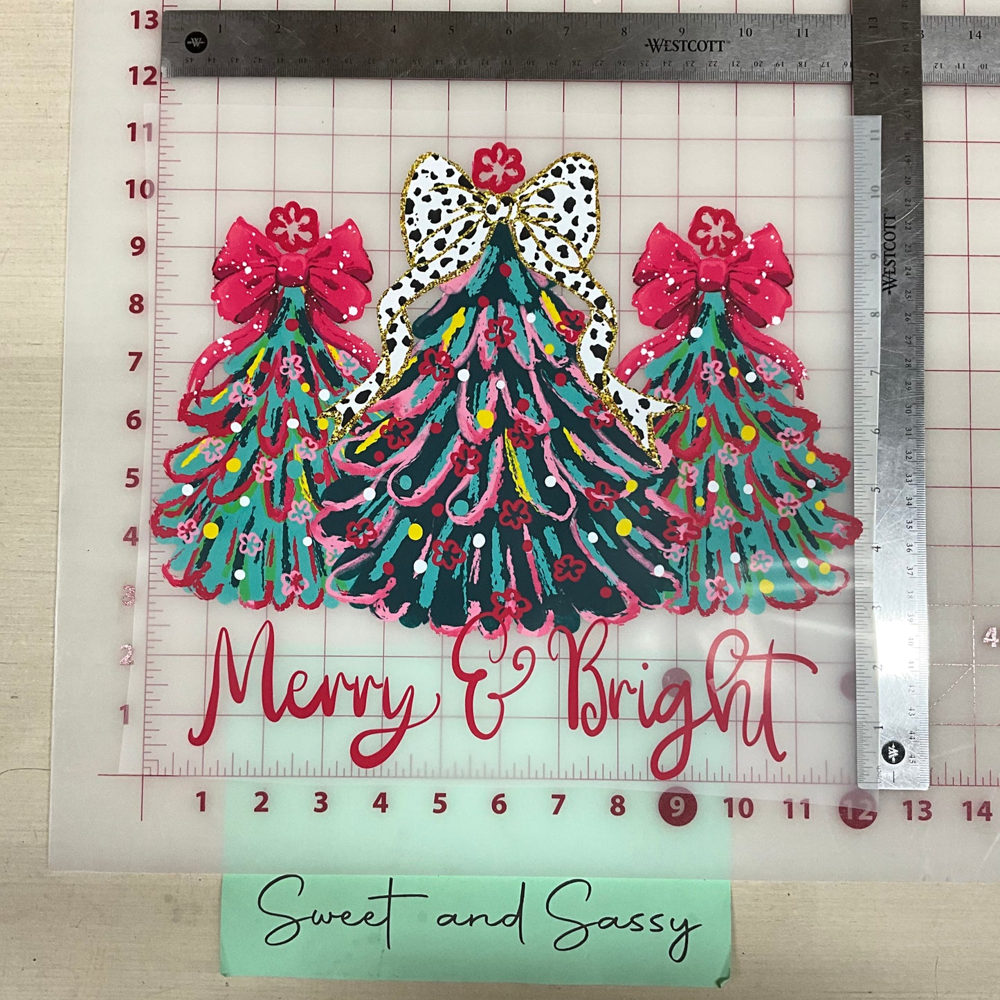 merry and bright Hot Pink DTF Transfer Design