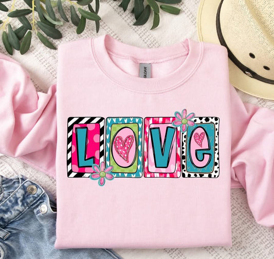 Love Boxed Letters Valentines DTF Transfer Design