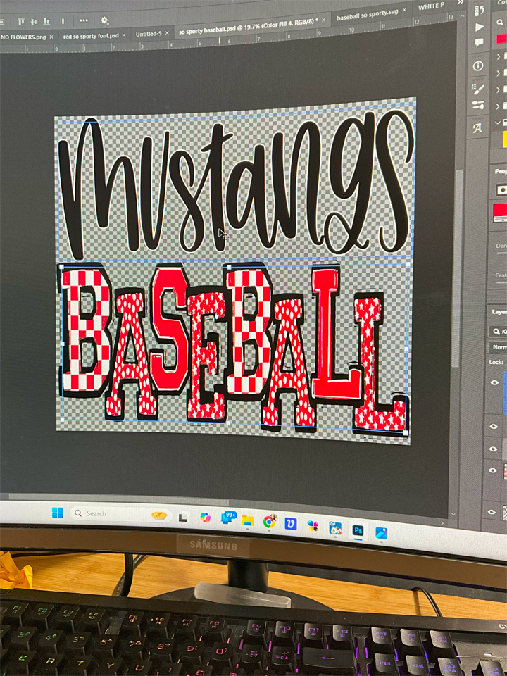 Mascot Team Baseball DTF Transfer Design