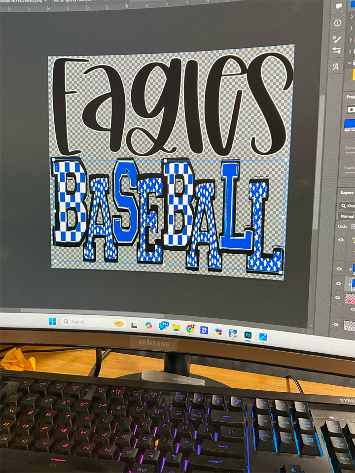 Mascot Team Baseball DTF Transfer Design