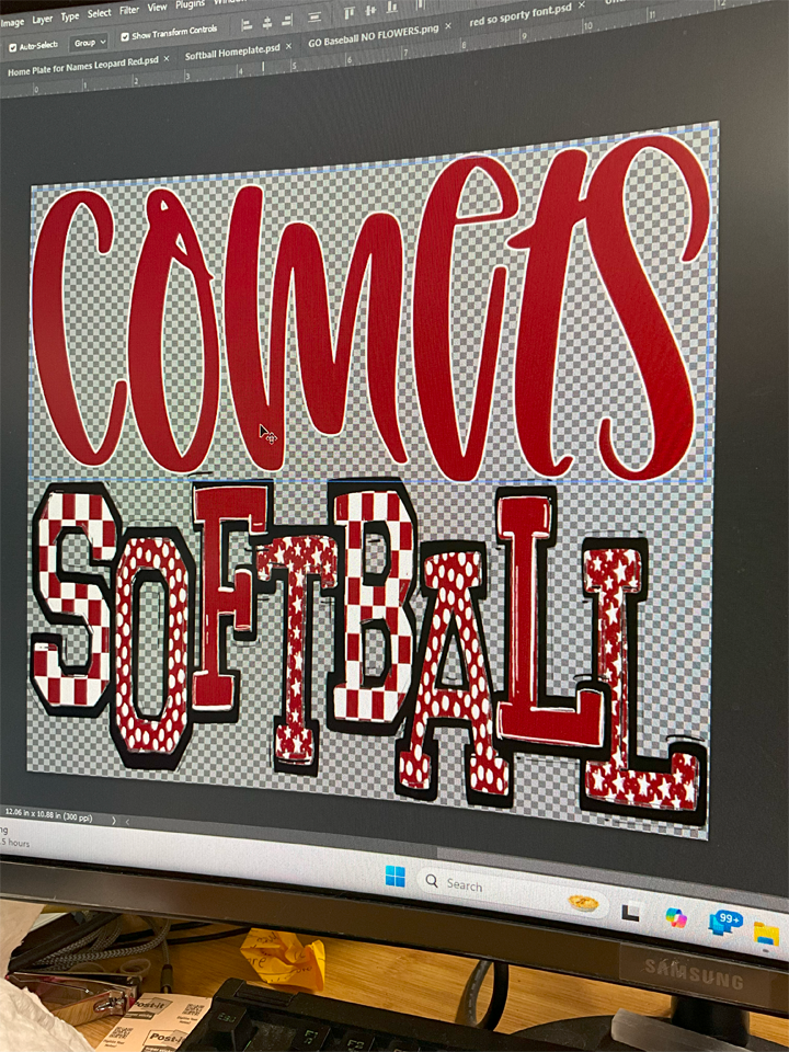 Mascot Team Softball DTF Transfer Design