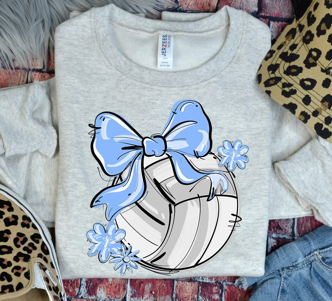 Play Ball Volleyball Team Color Bow DTF Transfer Design