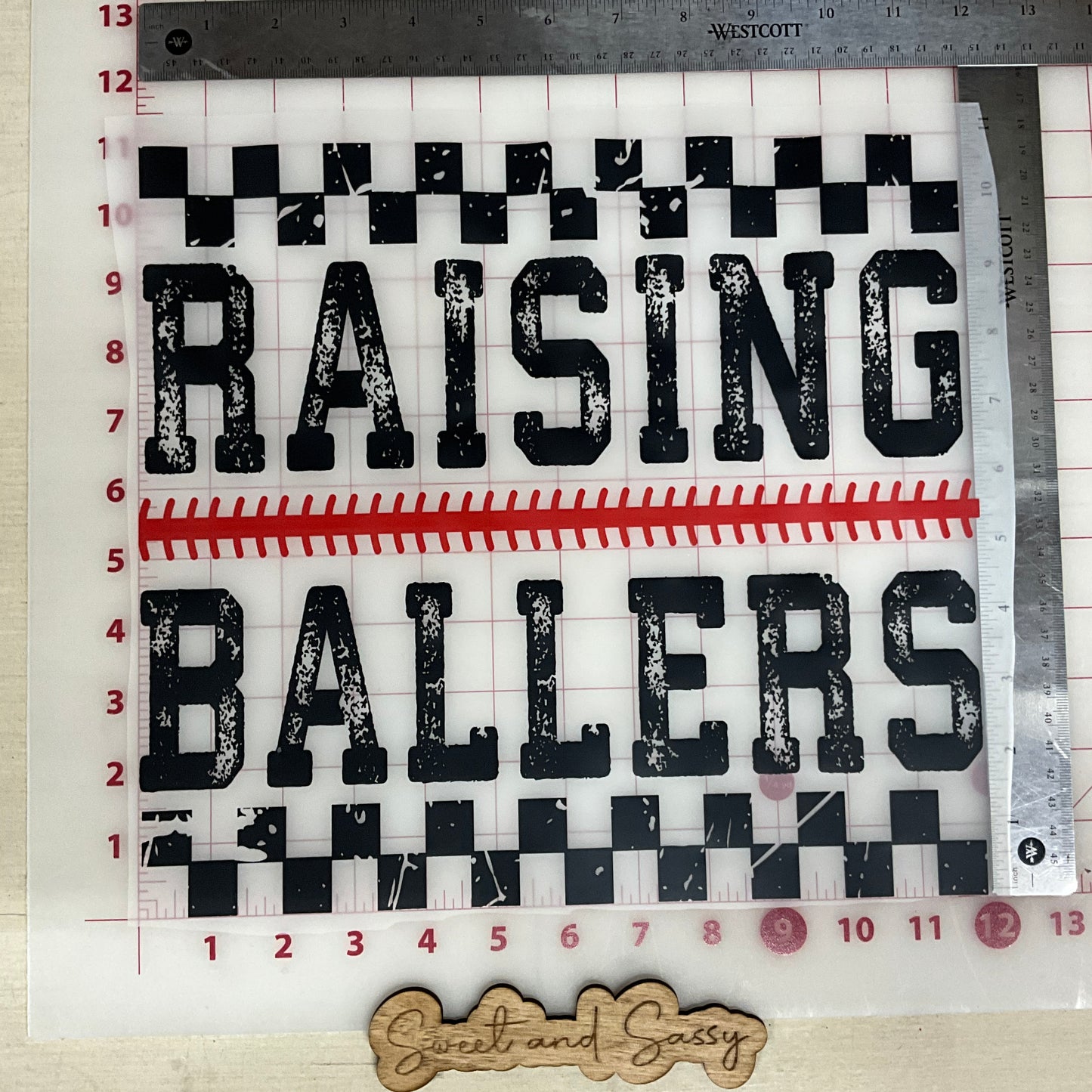Raising Ballers red and black DTF Transfer Design