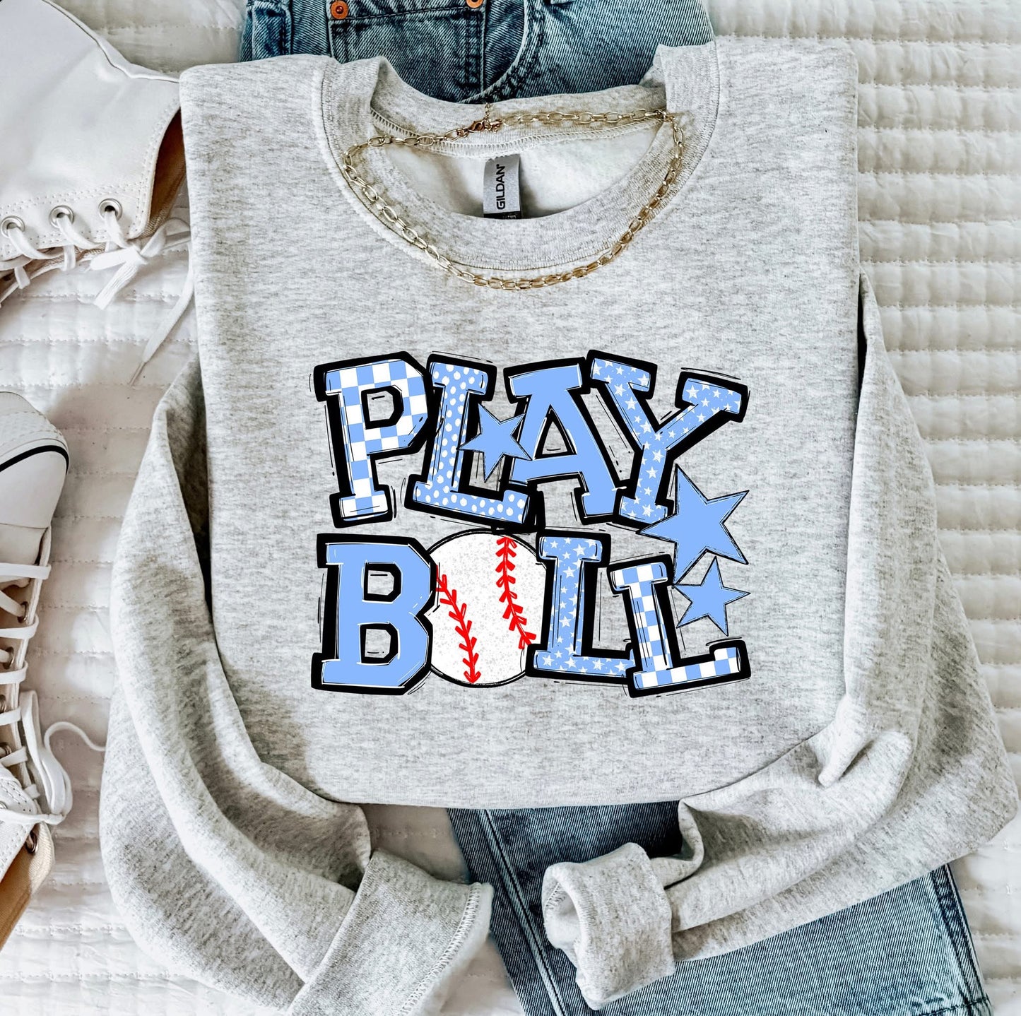 Play Ball Baseball Team Color DTF Transfer Design