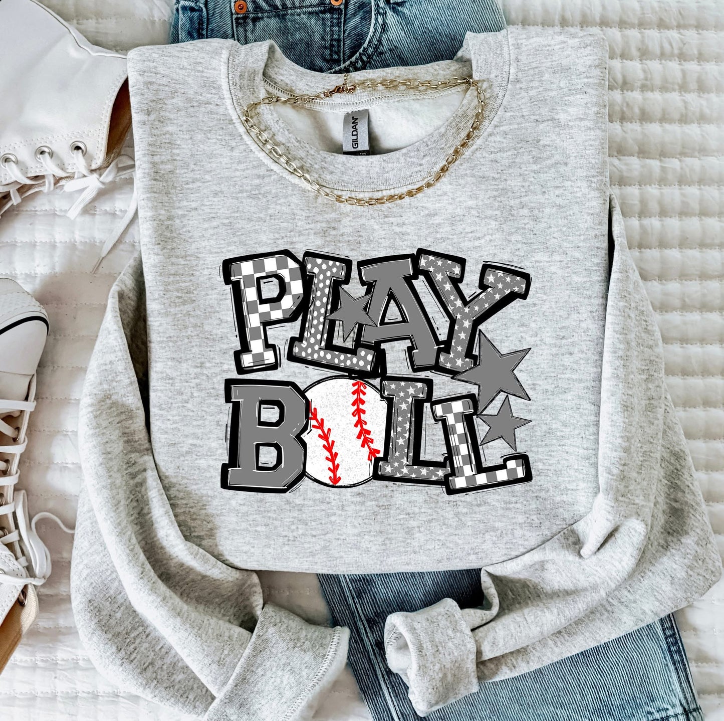 Play Ball Baseball Team Color DTF Transfer Design