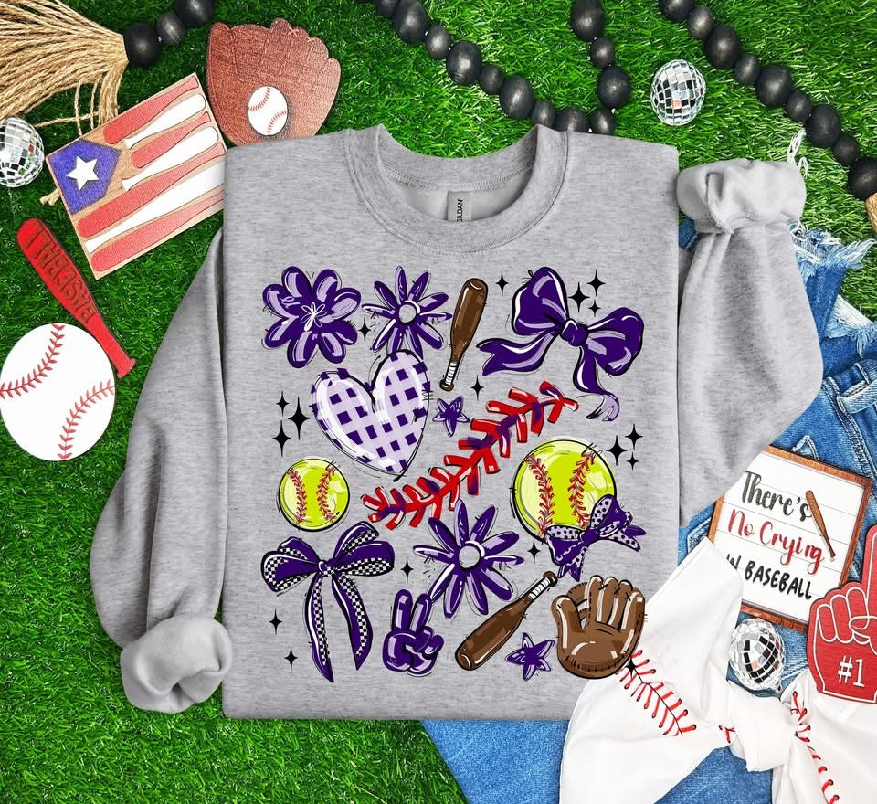 Team Color Softball Collage DTF Transfer Design