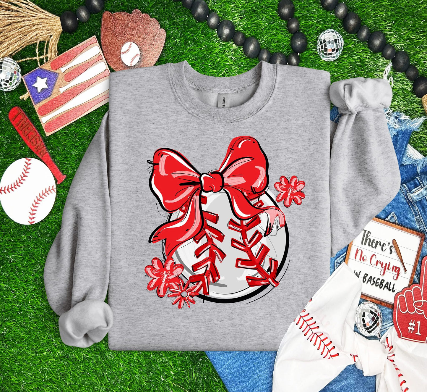 Play Ball Baseball Team Color Bow DTF Transfer Design