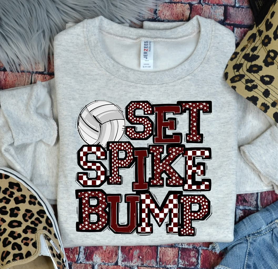 Team Color SET SPIKE BUMP Volleyball DTF Transfer Design