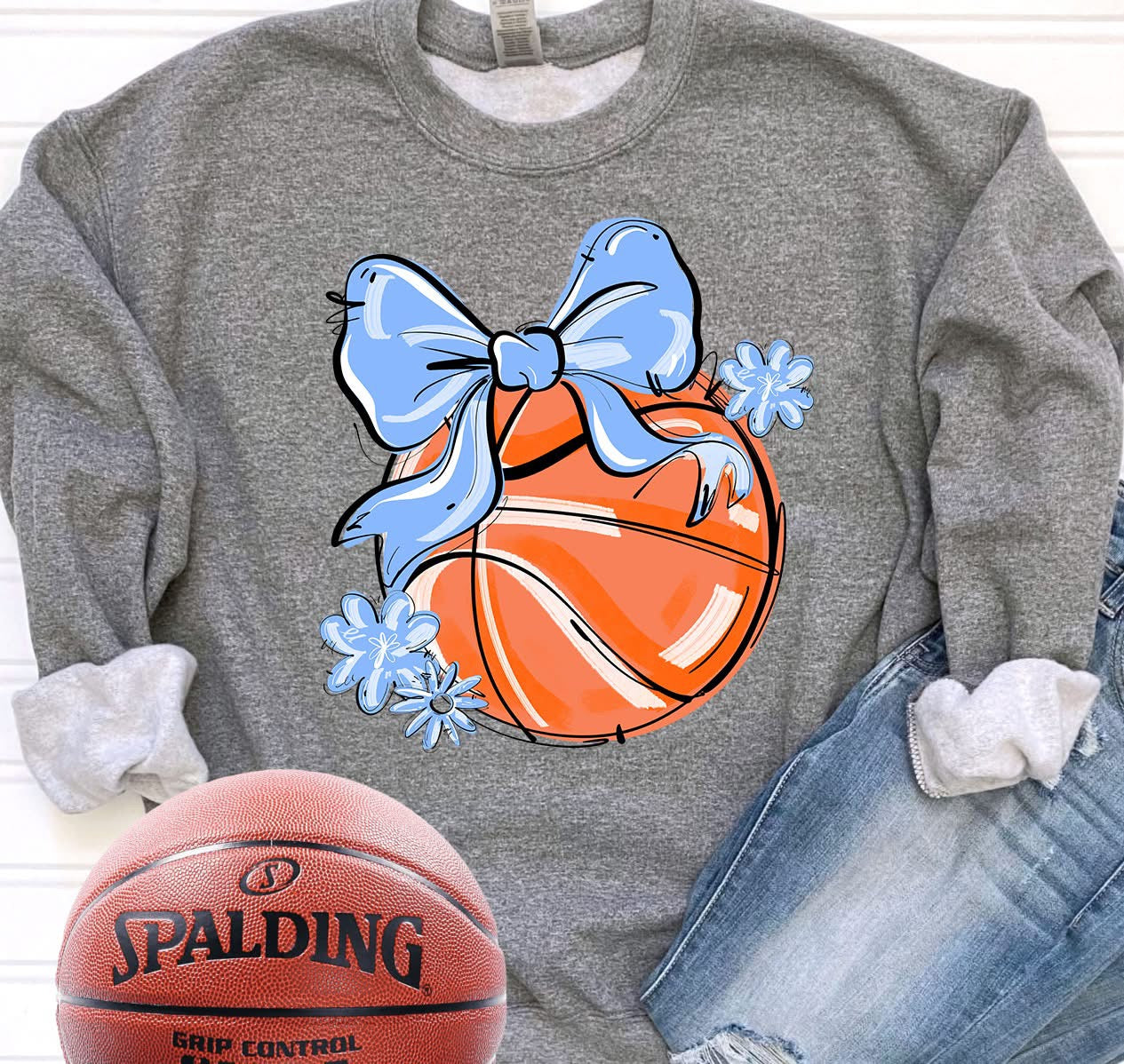 Play Ball Bow Basketball DTF Transfer Design