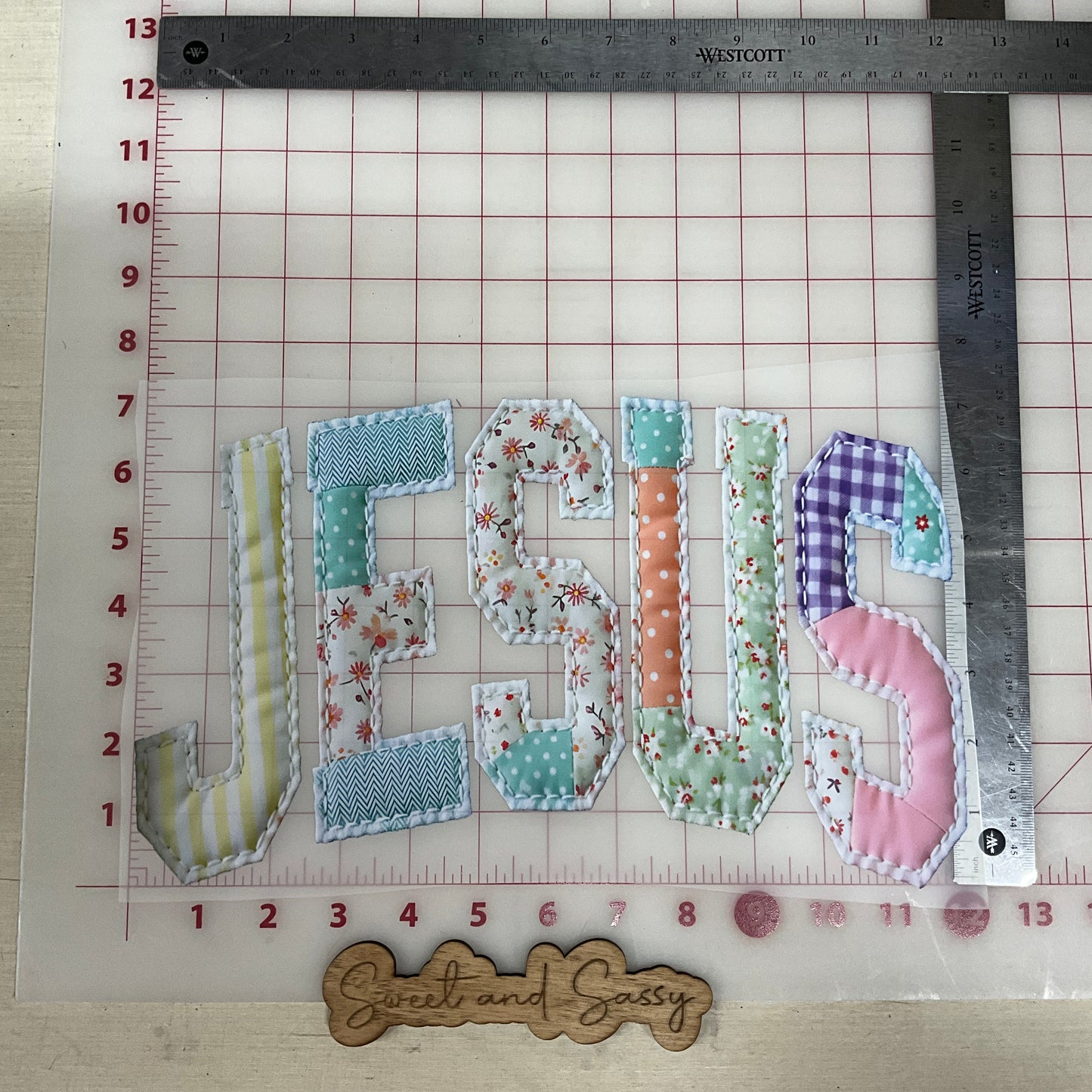 Jesus Quilt letters DTF Transfer Design