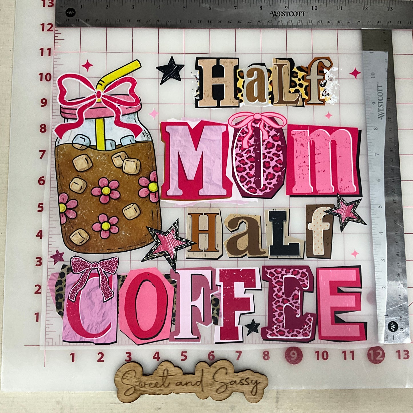 Half mom Half coffee DTF Transfer Design