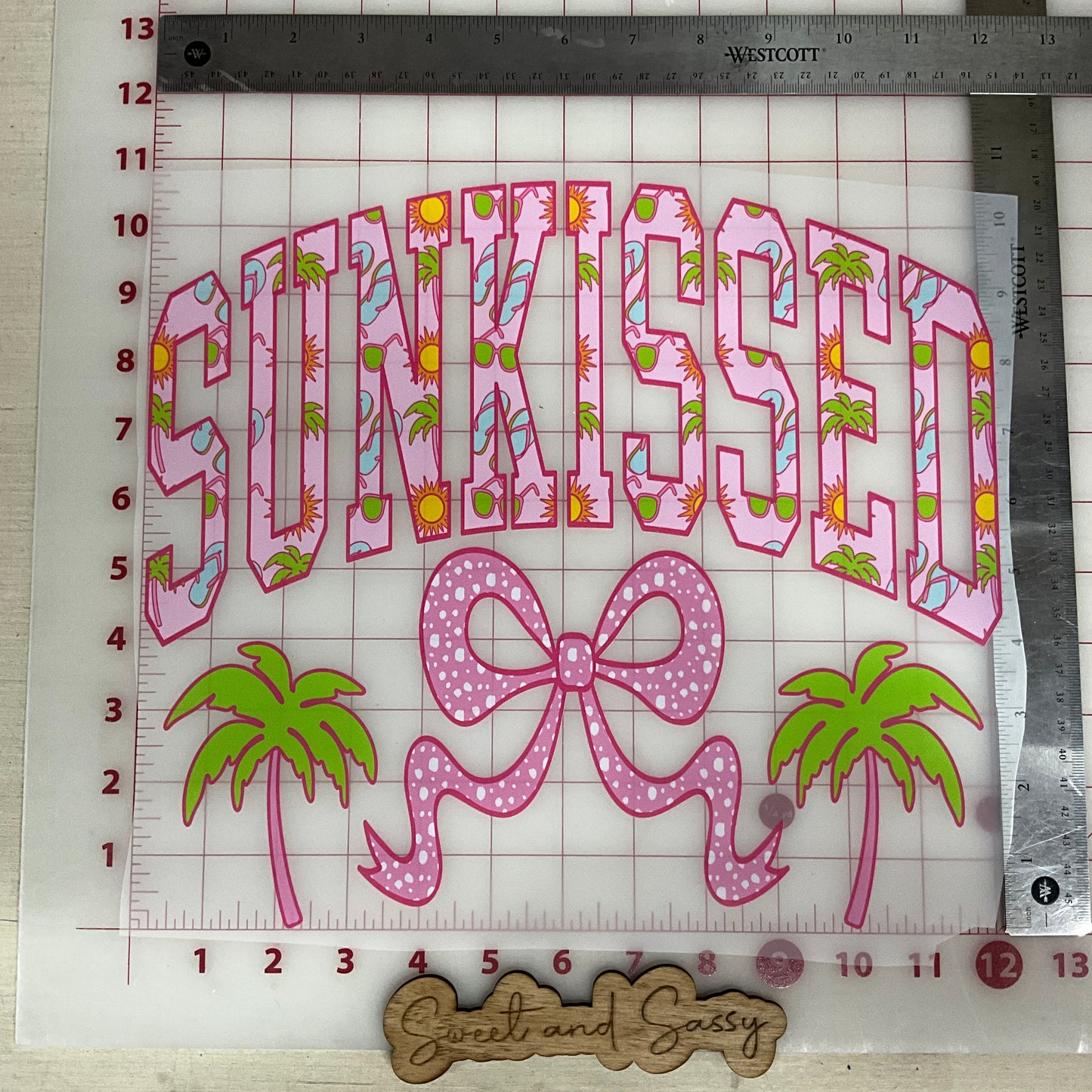 sunkissed preppy bow palm trees pink DTF Transfer Design