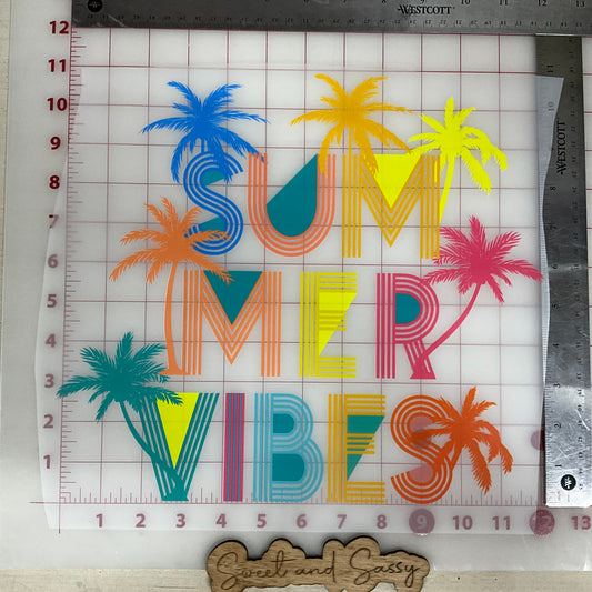 summer vibes palm trees stacked DTF Transfer Design