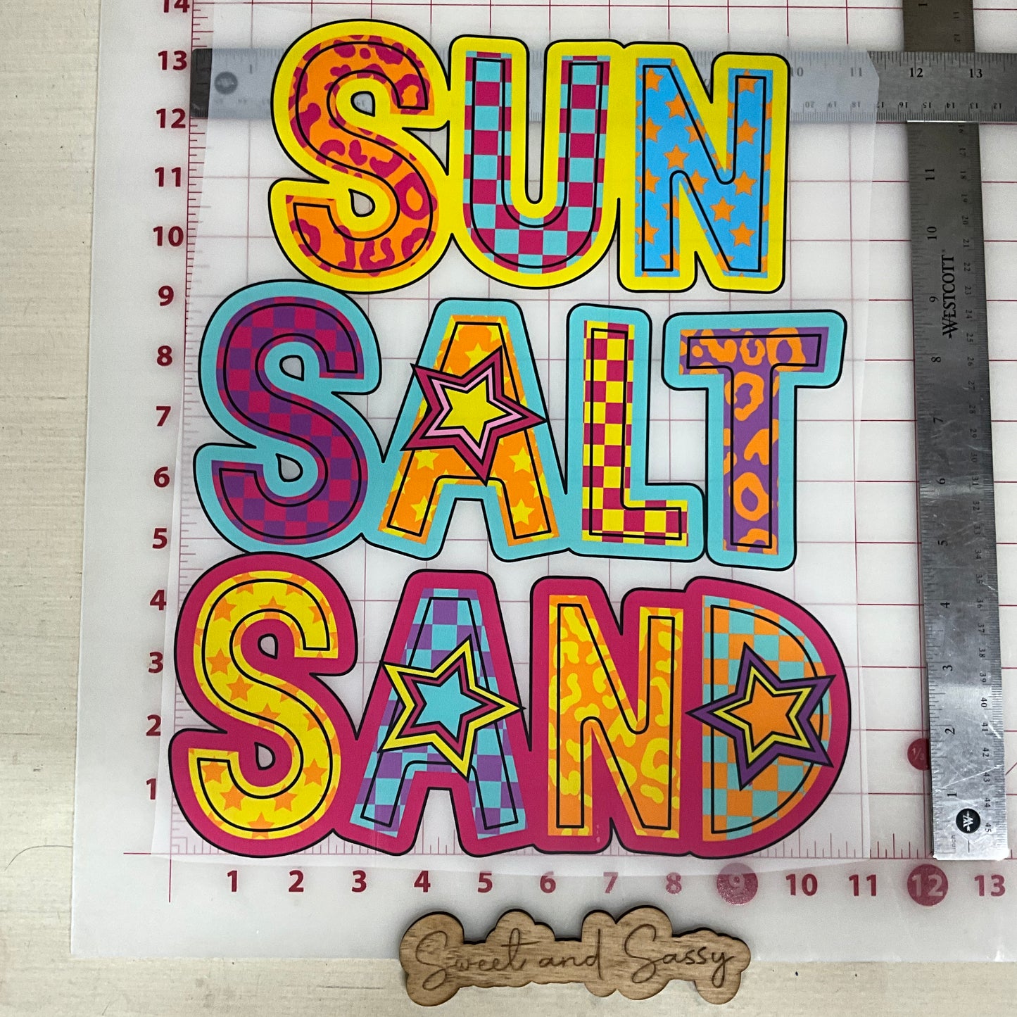 sun salt sand preppy star multicolored  DTF Transfer Design