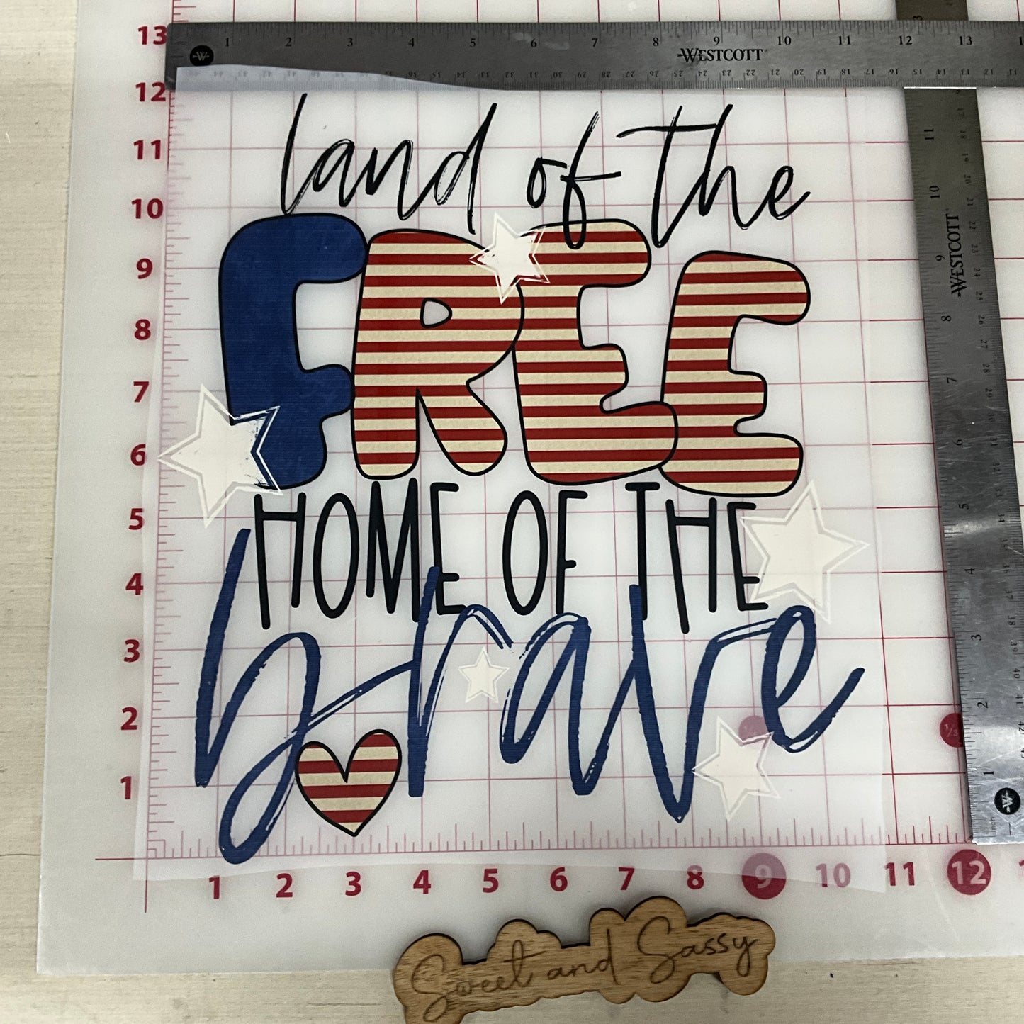 Land Of The Free Because of the Brave stars and stripes DTF Transfer Design