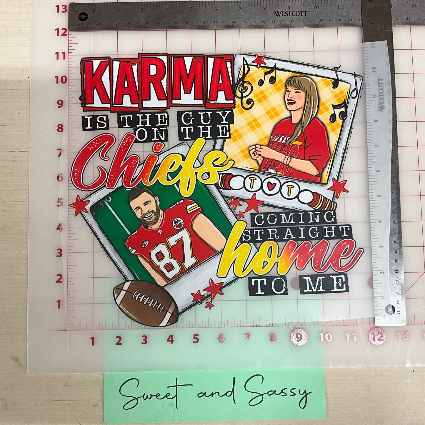 Karma is the Guy on the Cheifs  DTF Transfer Design