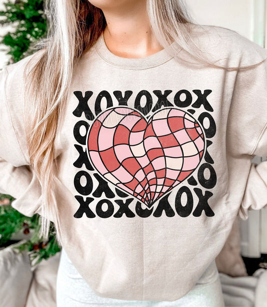 xoxo disco ball heart DTF Transfer Design