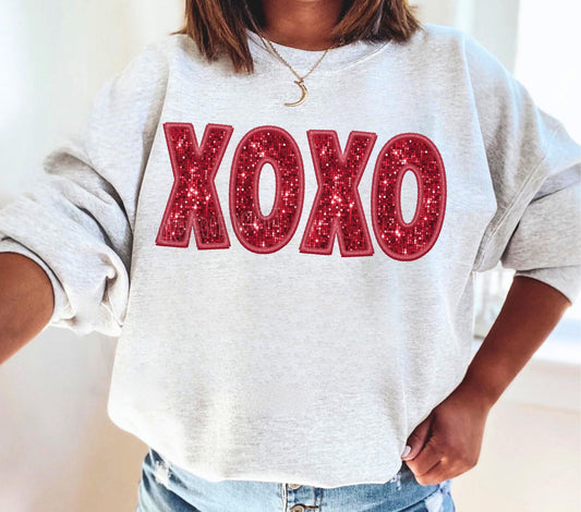 Faux Embroidery & Sequin XOXO DTF Transfer Design