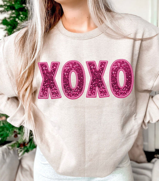 xoxo pink faux sequin DTF Transfer Design