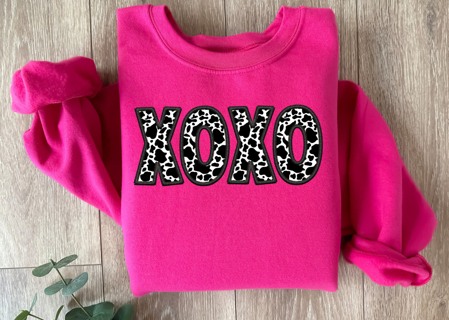 XOXO Cowhide Faux Embroidery Print DTF Transfer Design