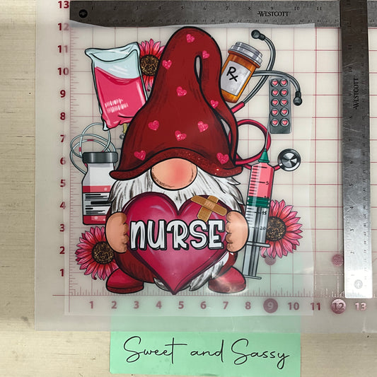 Valentine Nurse Gnome DTF Transfer Design