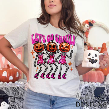 Lets Go Ghouls Pink DTF Transfer Design
