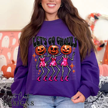 Lets Go Ghouls Black DTF Transfer Design