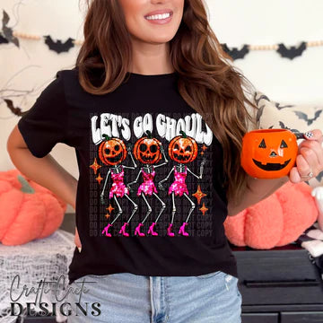 Lets Go Ghouls White DTF Transfer Design
