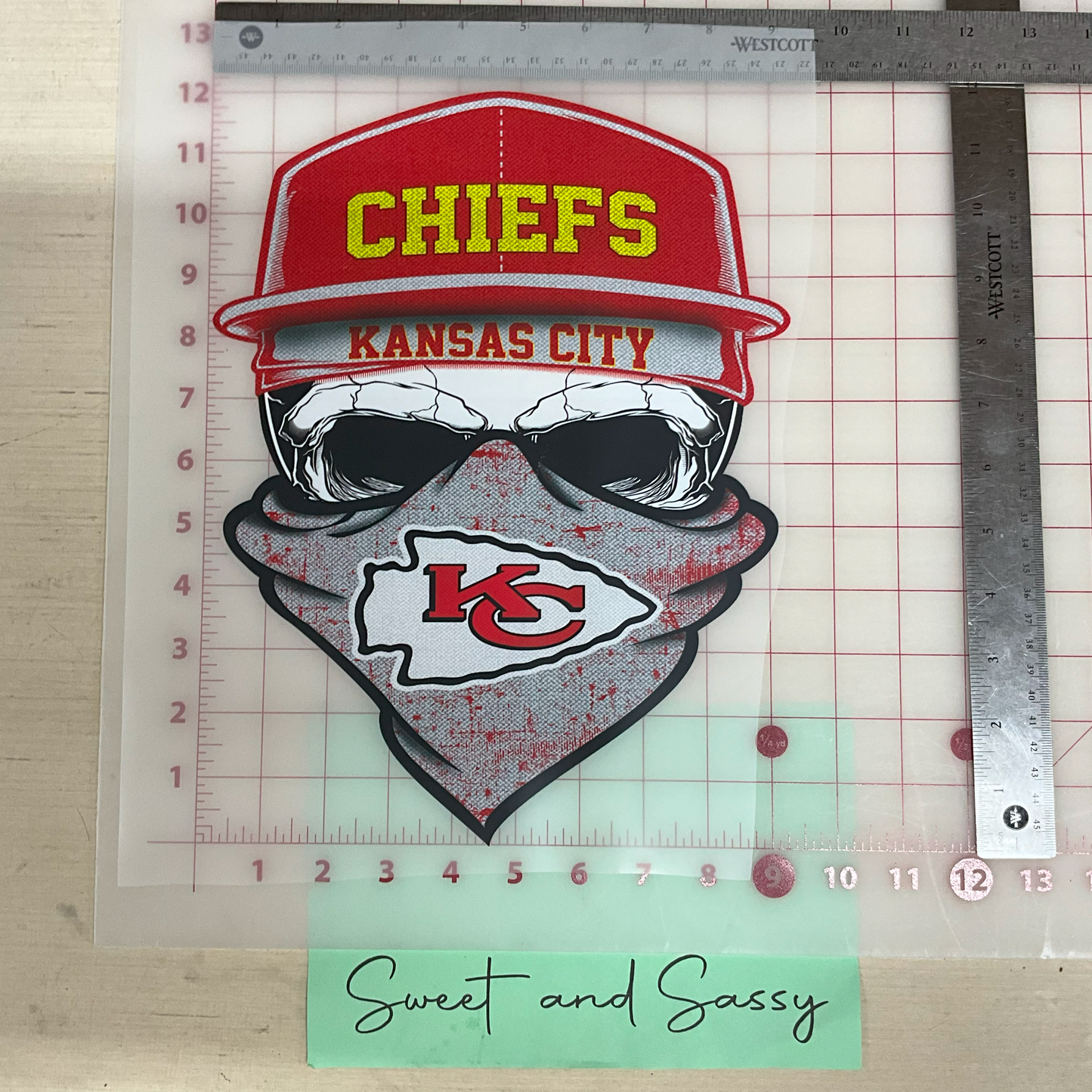 Chiefs Kansas City Skull Head with hat and mask DTF Transfer Design