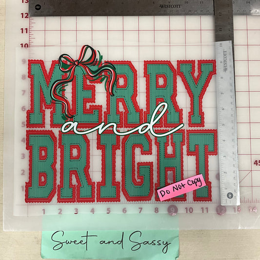 MERRY AND BRIGHT PREPSTER Bev DTF Transfer Design