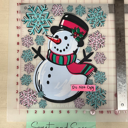 SNOWMAN SCENE snowflakes DTF Transfer Design