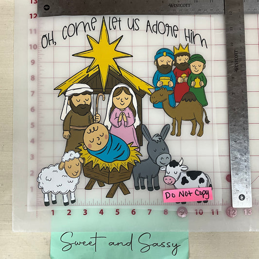 OH COME LET US ADORE HIM Jesus baby DTF Transfer Design